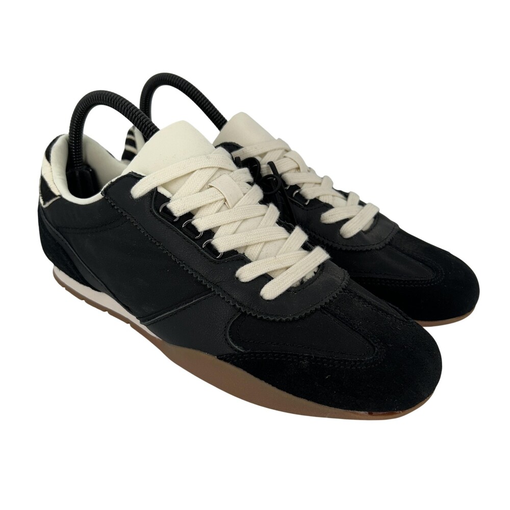 Zara Shoes Womens Size 8 Black Zebra Print Nylon Low Top Sneakers Retro Sneaker